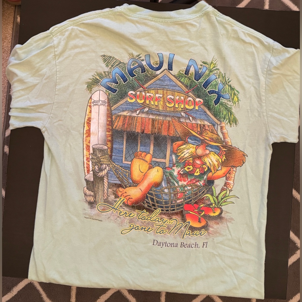 🏖️Maui Nix Surf Shop Seafoam with Full Back Design LongSleeve CC Shirt - Size S